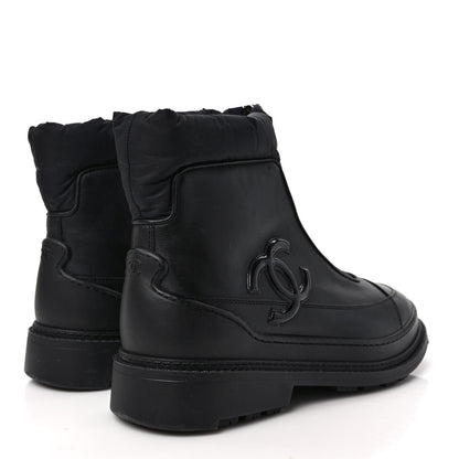 Chanel Calfskin Nylon CC Ankle Snow Boots 40 Black 4 of 10