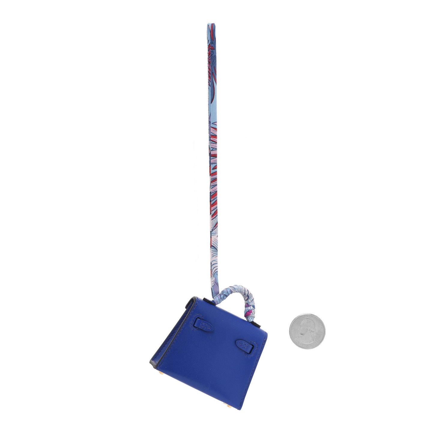 Tadelakt Mini Kelly Twilly Bag Charm Bleu Electrique