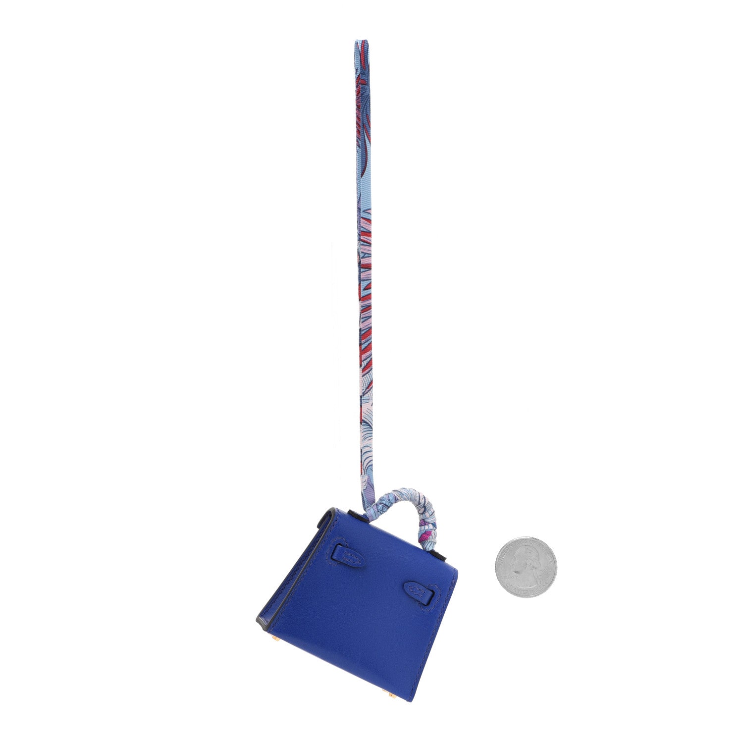 Hermes Tadelakt Mini Kelly Twilly Bag Charm Bleu Electrique 2 of 7