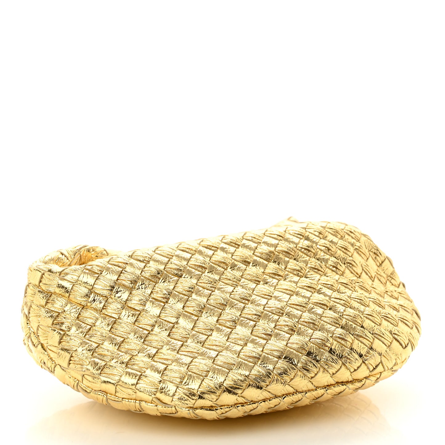 Laminated Calfskin Pressed Intreccio Mini Jodie Gold
