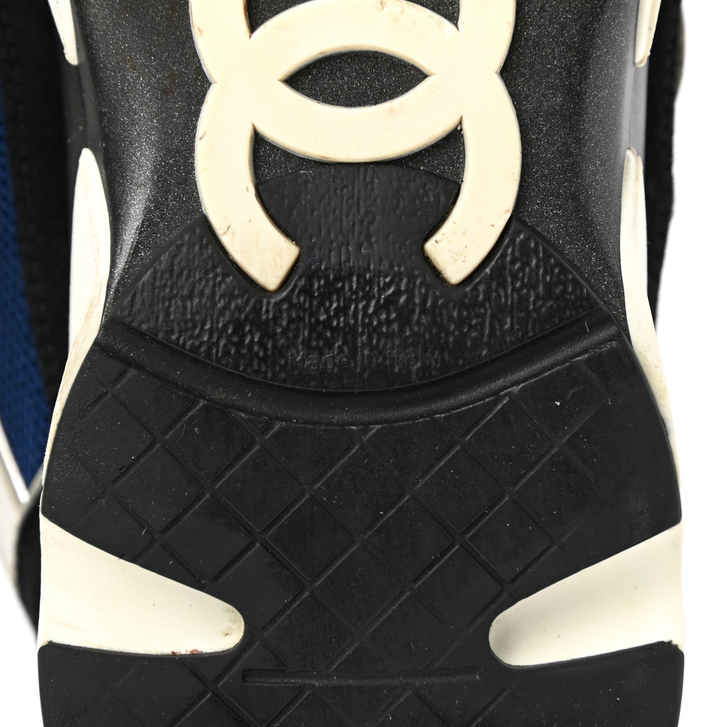 Mesh Suede Calfskin Womens CC Sneakers 39 Dark Blue Black White
