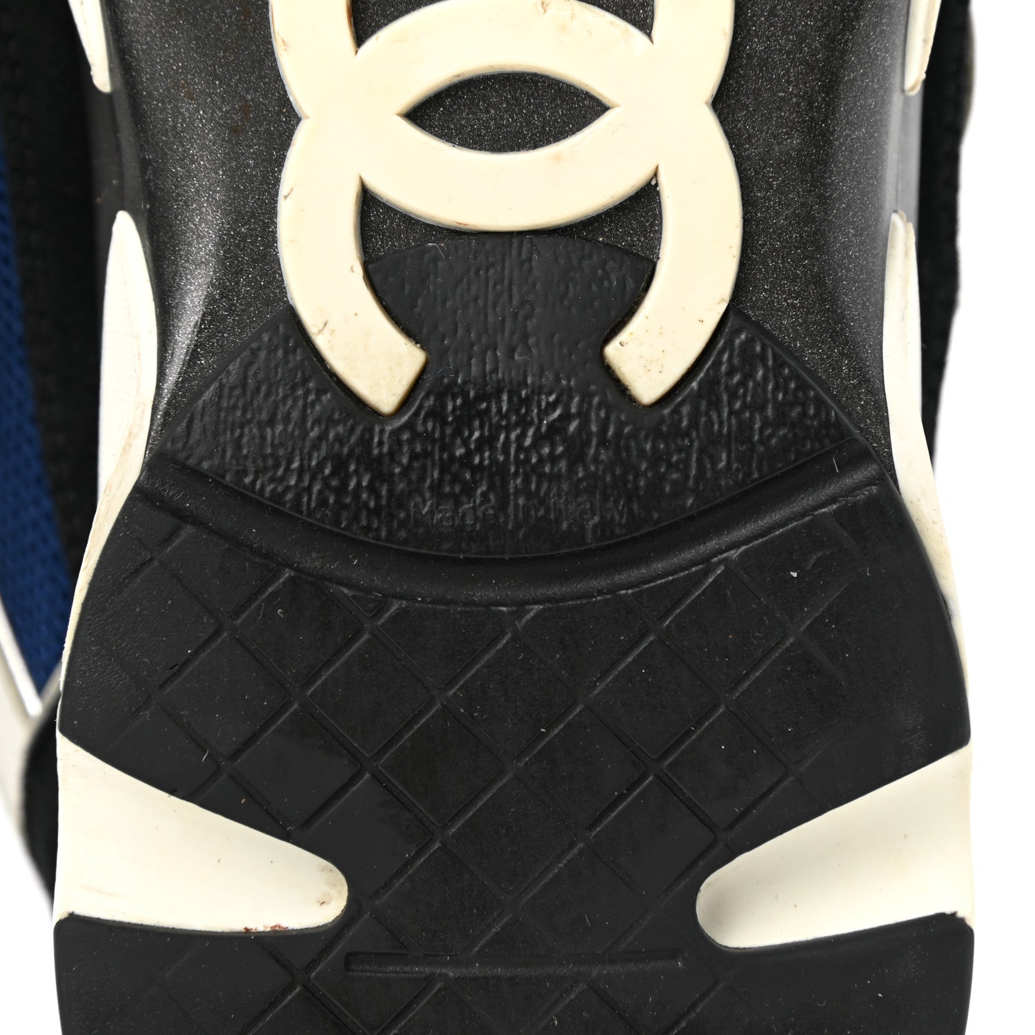 Chanel Mesh Suede Calfskin Womens CC Sneakers 39 Dark Blue Black White 7 of 12