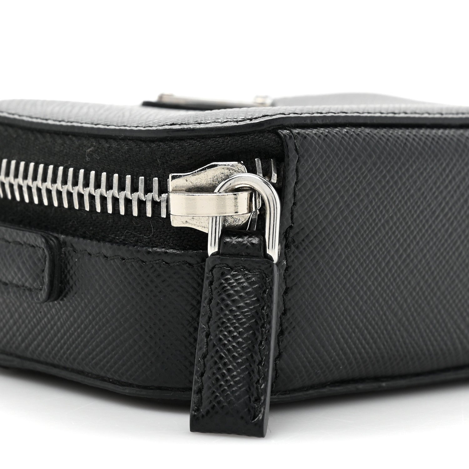 Prada Saffiano Travel Metal Triangle Logo Mini Pouch Shoulder Bag Black 8 of 8