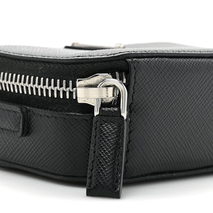 Prada Saffiano Travel Metal Triangle Logo Mini Pouch Shoulder Bag Black 8 of 8