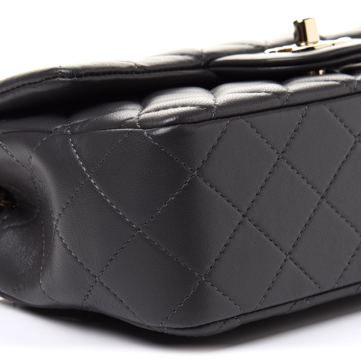 Chanel Lambskin Quilted Mini Rectangular Flap Dark Grey 8 of 11