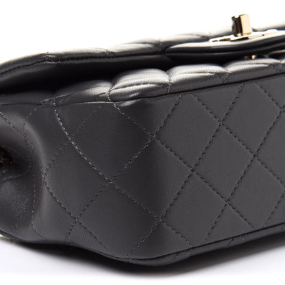 Chanel Lambskin Quilted Mini Rectangular Flap Dark Grey 8 of 11