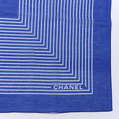 Chanel Cotton Silk CC Scarf Blue 2 of 3