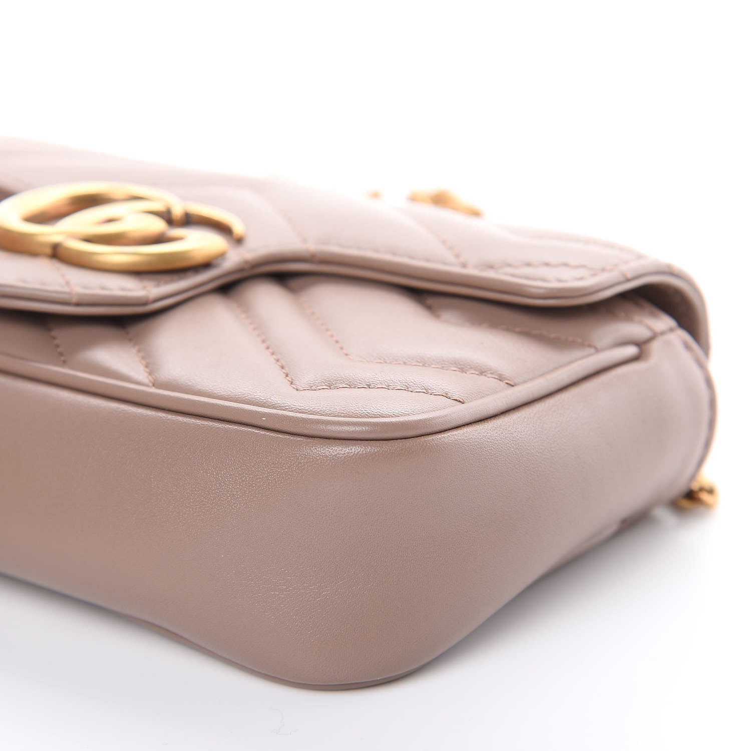 Gucci Calfskin Matelasse Super Mini GG Marmont Shoulder Bag Porcelain Rose 9 of 10