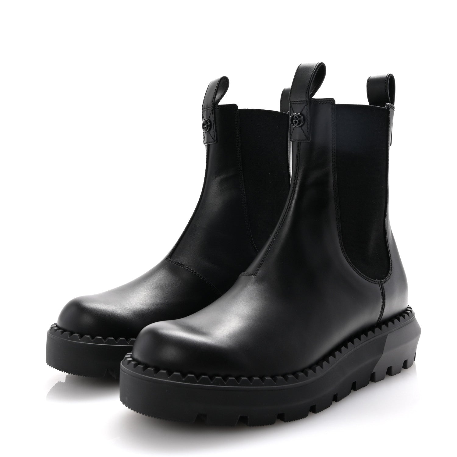 Gucci Sierra Calfskin Double Stretch Rib Mens Chelsea Boots 8.5 Black 4 of 10