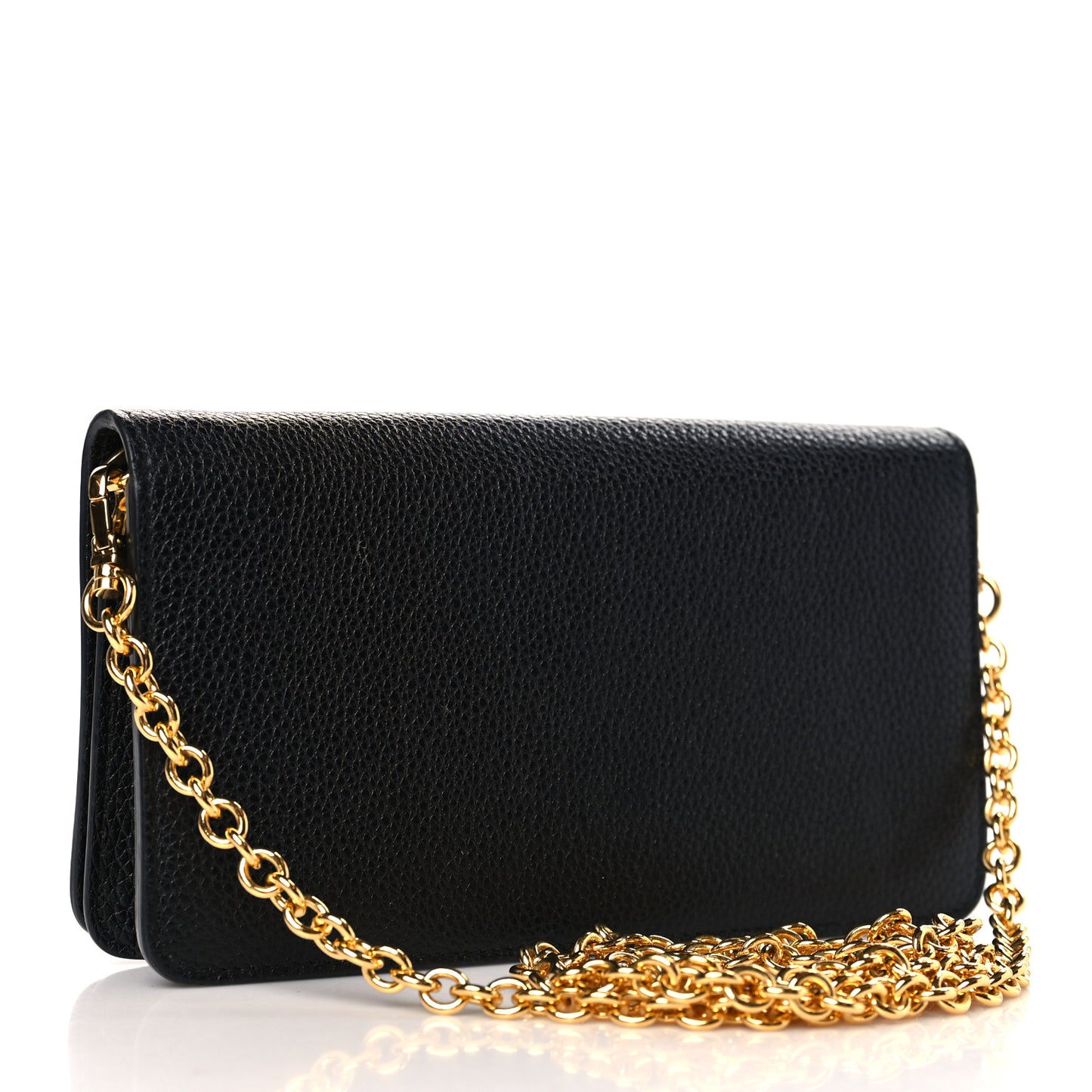 Vitello Daino Metal Chain Wallet Black