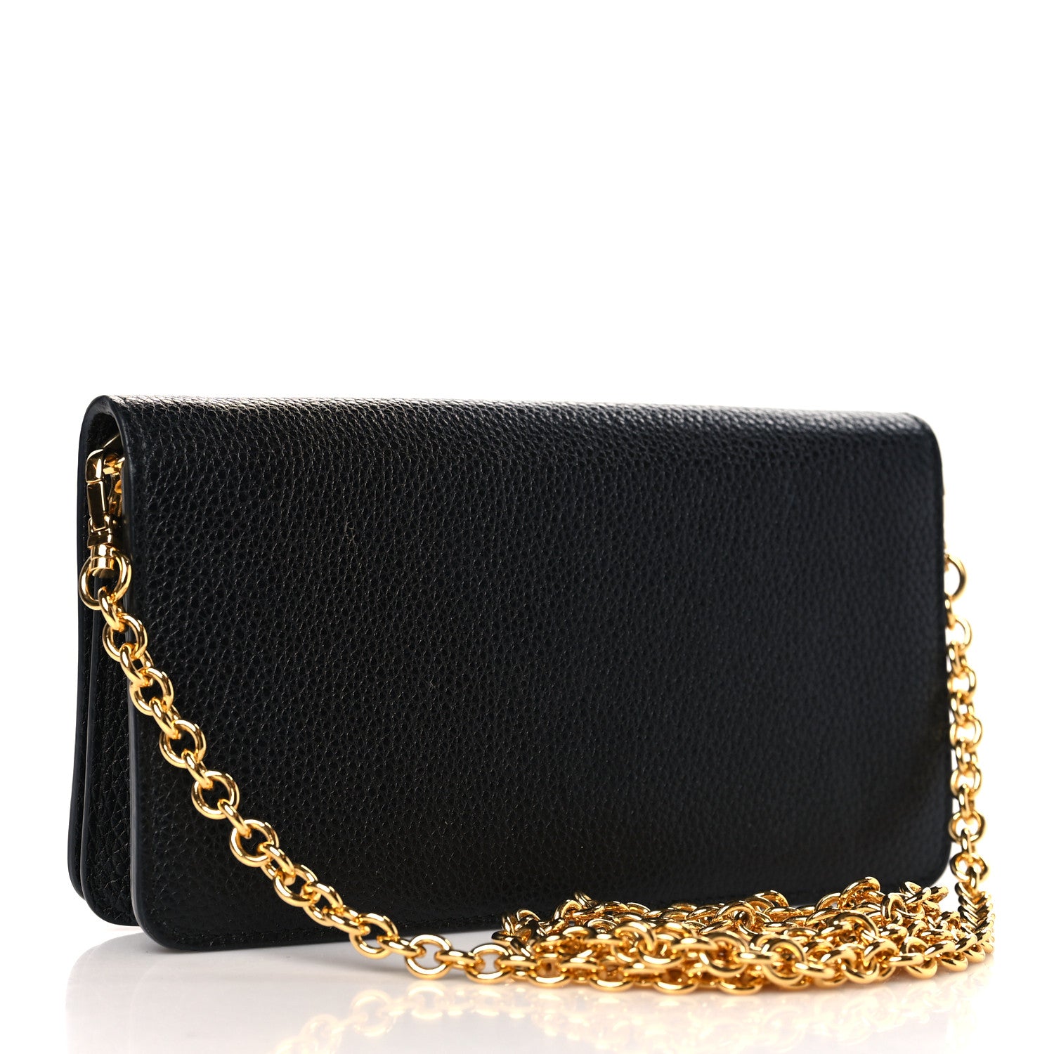 Prada Vitello Daino Metal Chain Wallet Black 3 of 10