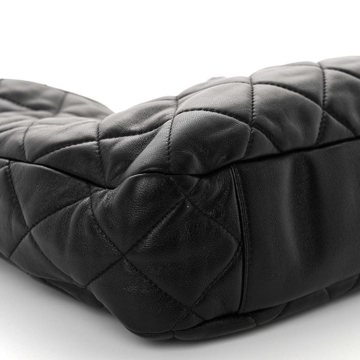 Lambskin Quilted Large CC Funky Town Hobo Black