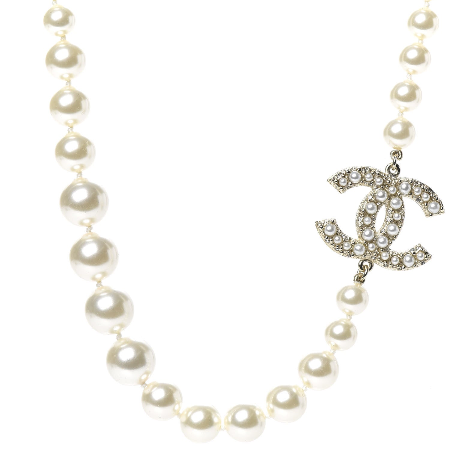 Chanel Graduated Pearl CC Short Necklace Gold 1 of 5