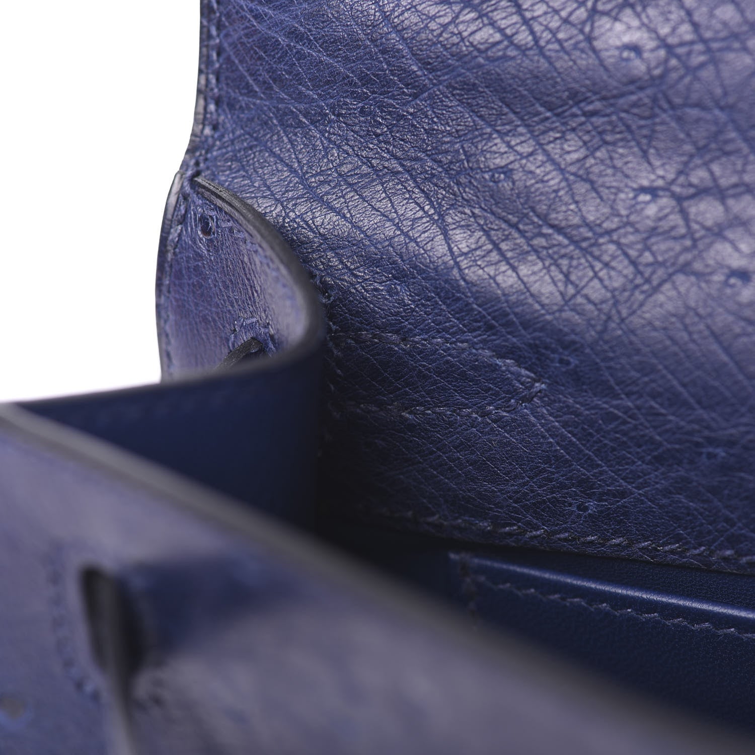Hermes Ostrich Kelly Pochette Clutch Bleu Iris 29 of 30