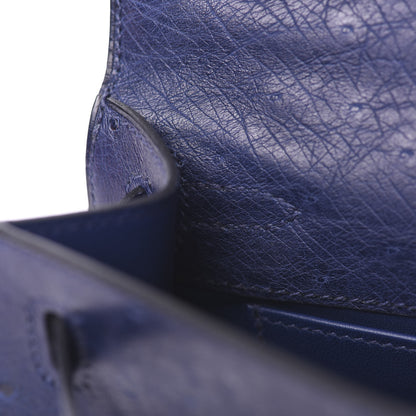 Hermes Ostrich Kelly Pochette Clutch Bleu Iris 29 of 30