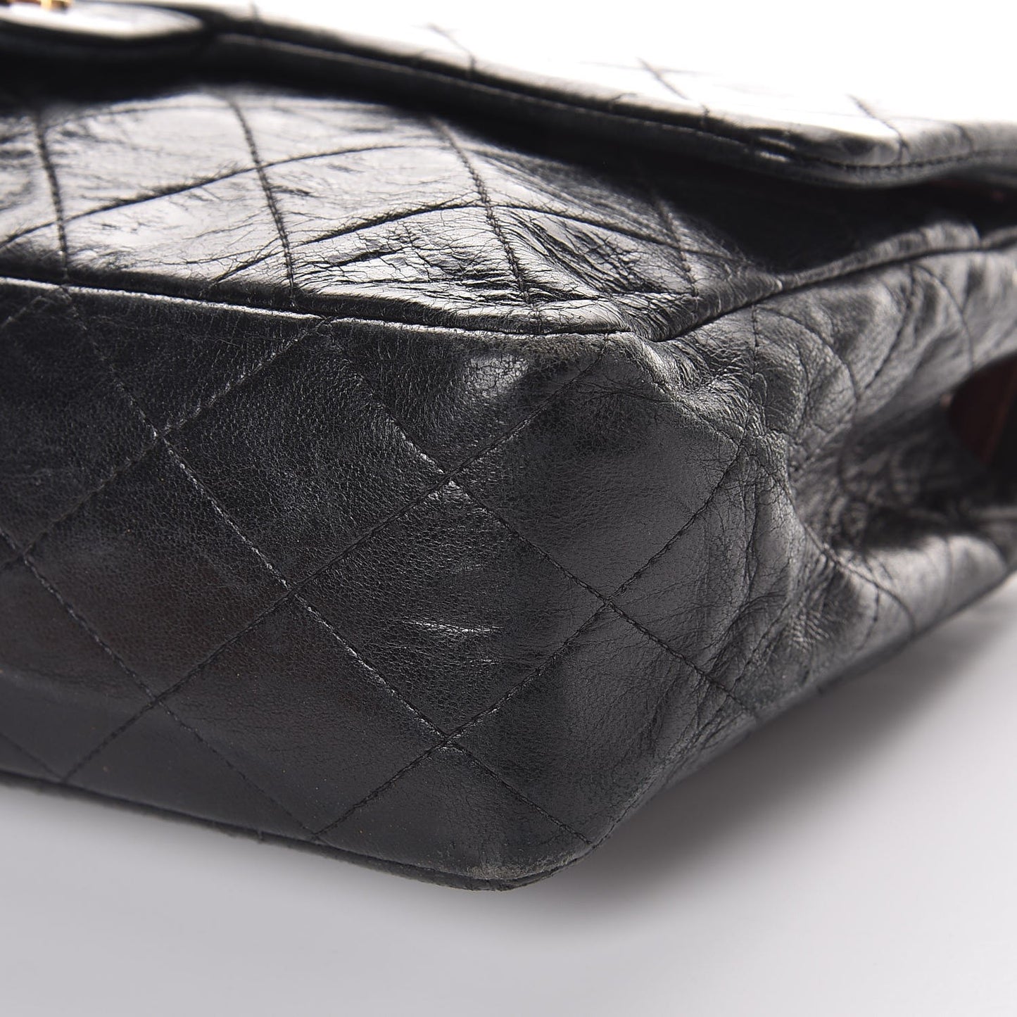 Lambskin Quilted Medium Double Flap Black