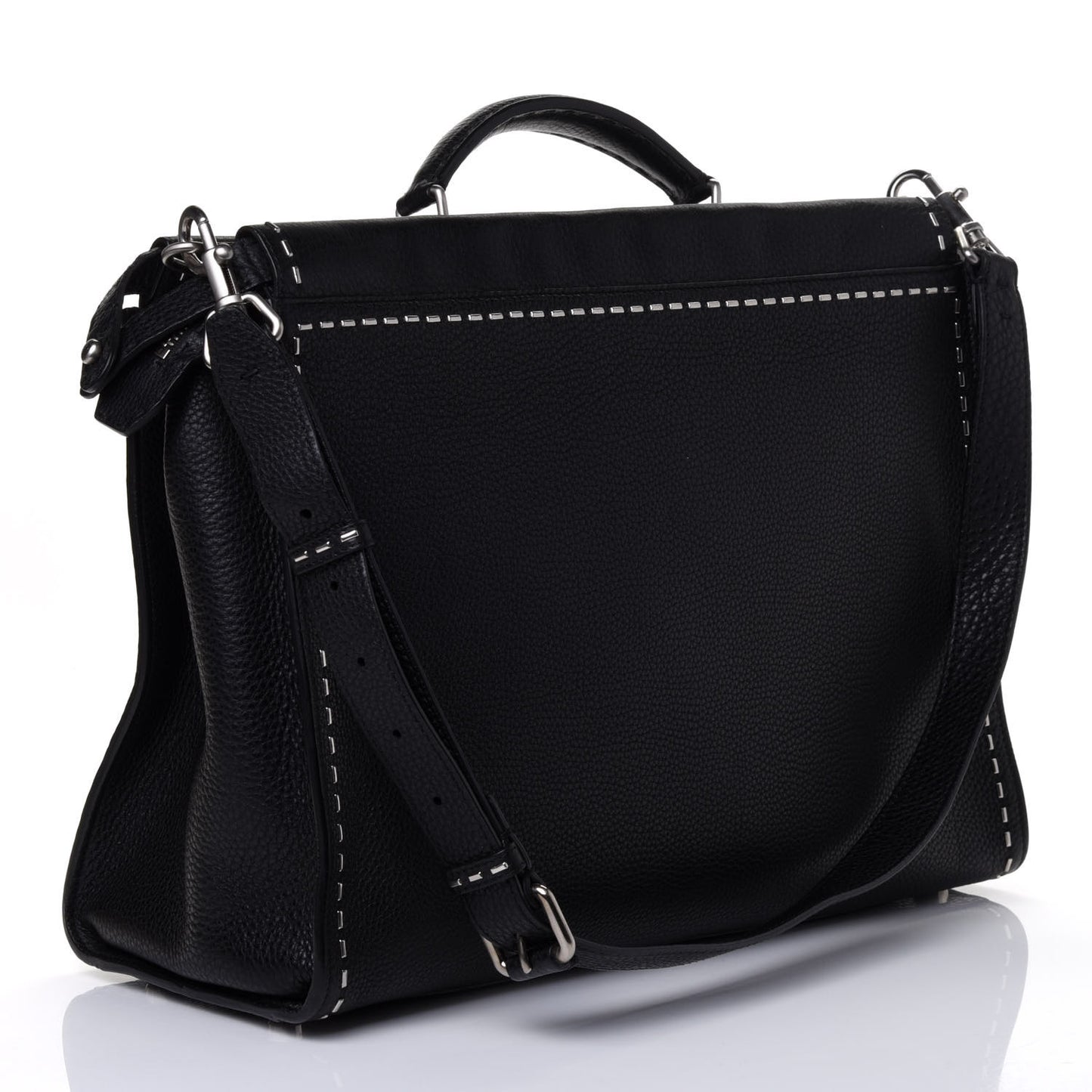 Cuoio Romano Selleria Metal Stitch Large Mens Peekaboo Iconic Essential Satchel Black