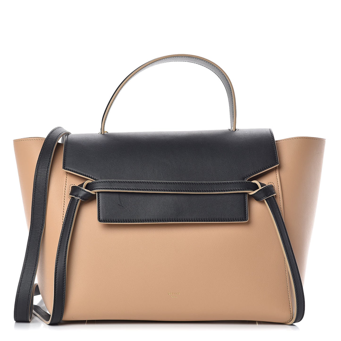Smooth Calfskin Mini Bi-Color Belt Bag Beige