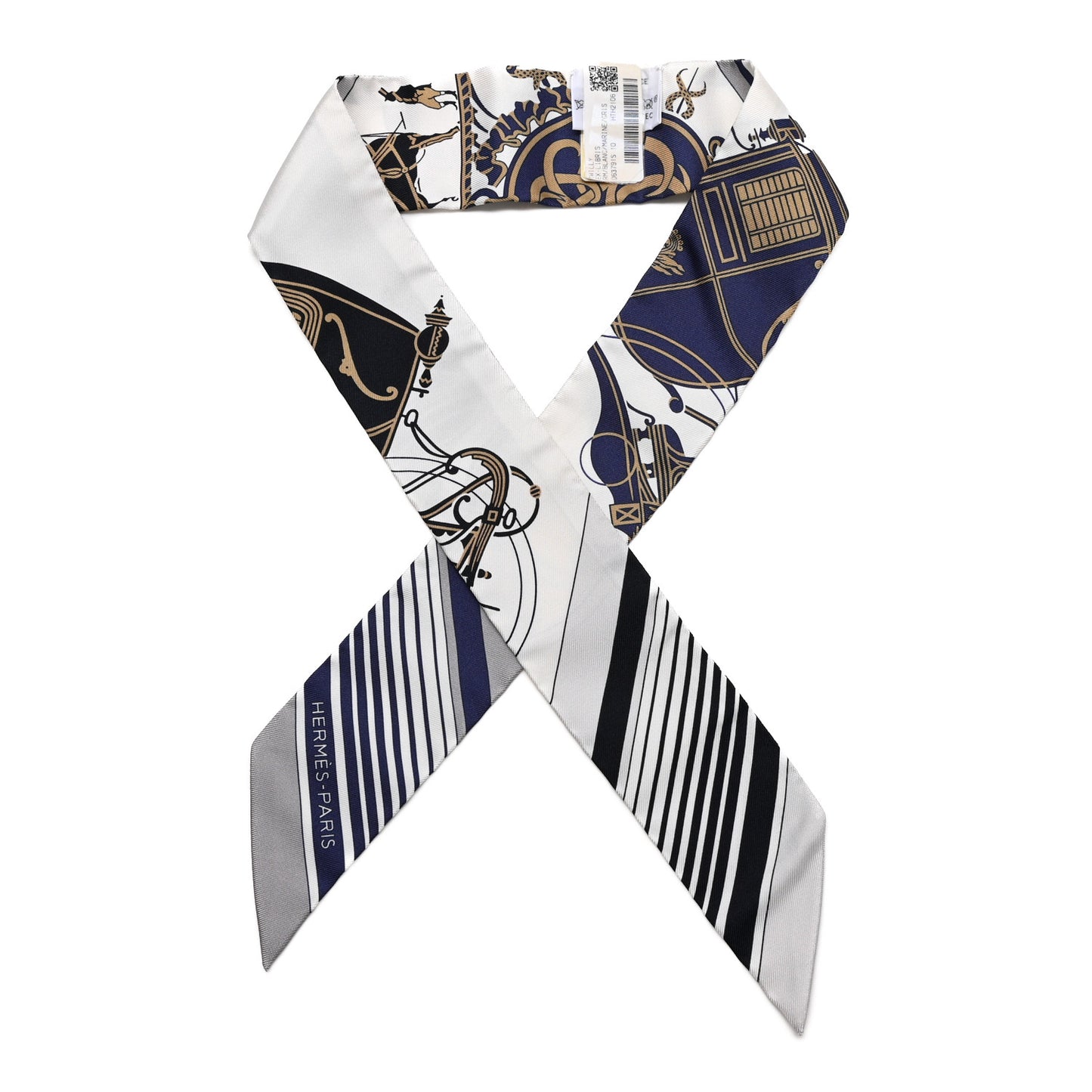 Silk Ex-Libris Twilly White Marine Gris