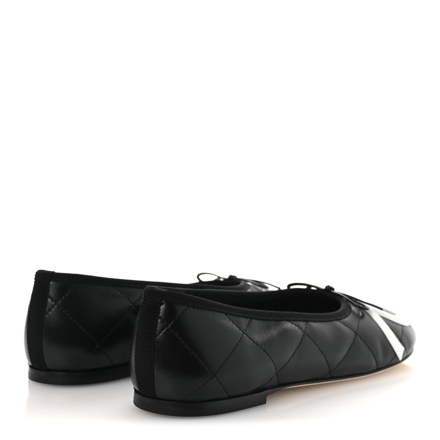 Chanel Lambskin Quilted CC Cambon Ballet Flats 41 Black White 5 of 11