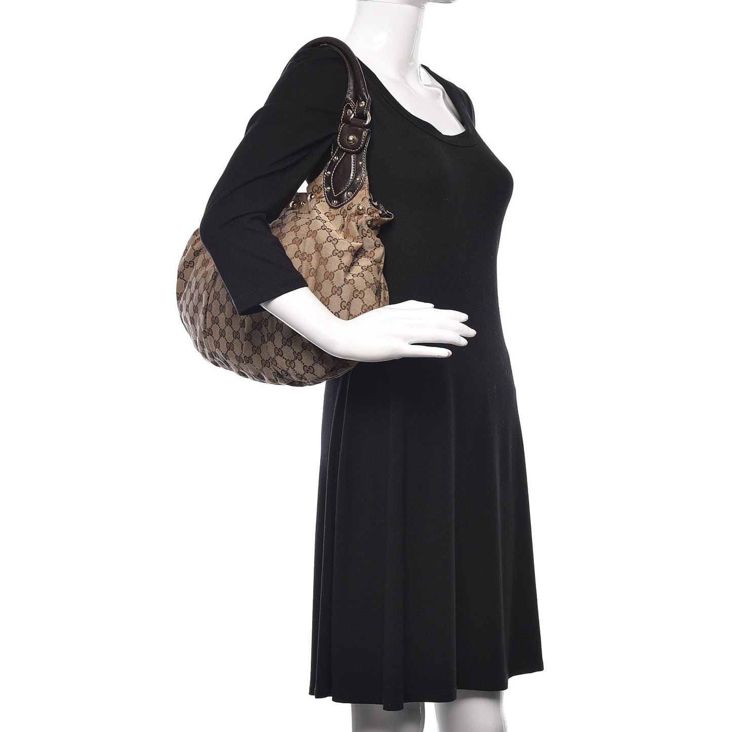 Monogram Studded Medium Pelham Tote Dark Brown