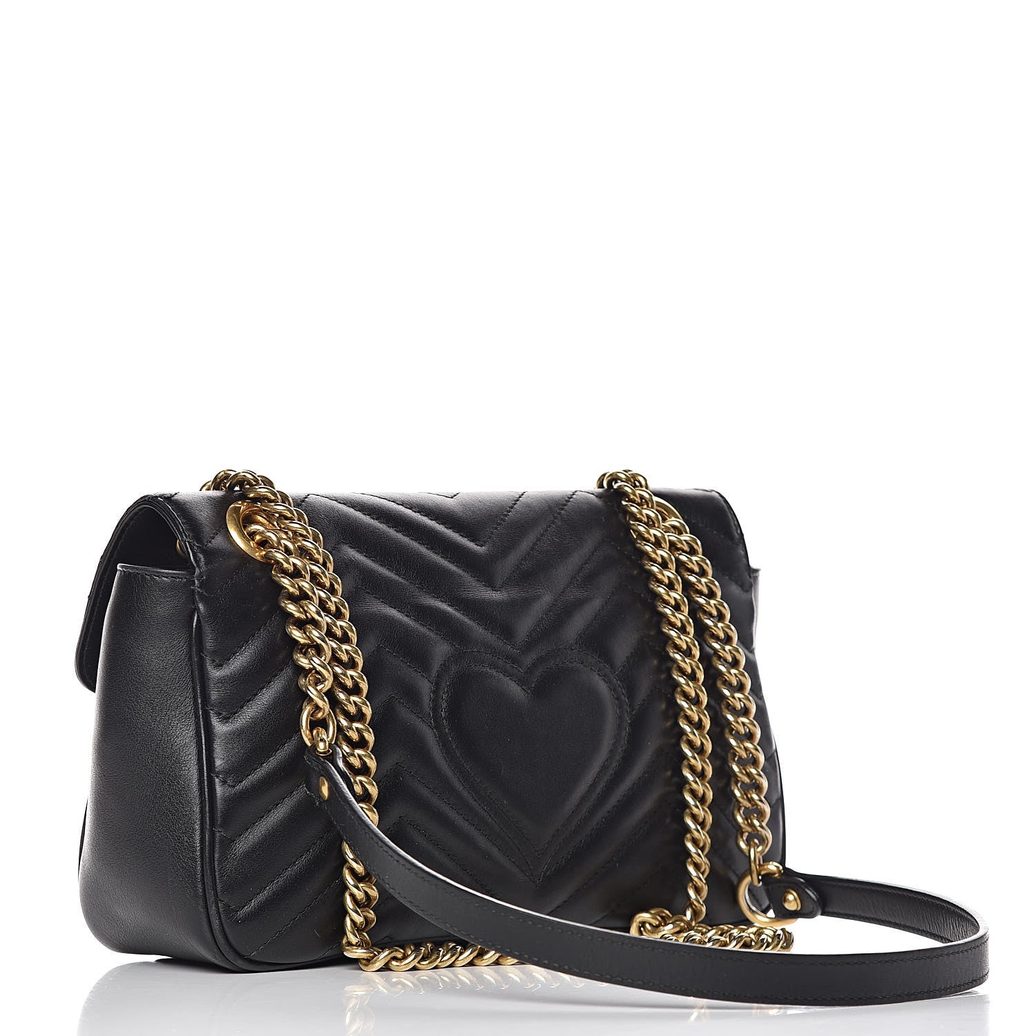 Gucci Calfskin Matelasse Small GG Marmont Shoulder Bag Black 3 of 16