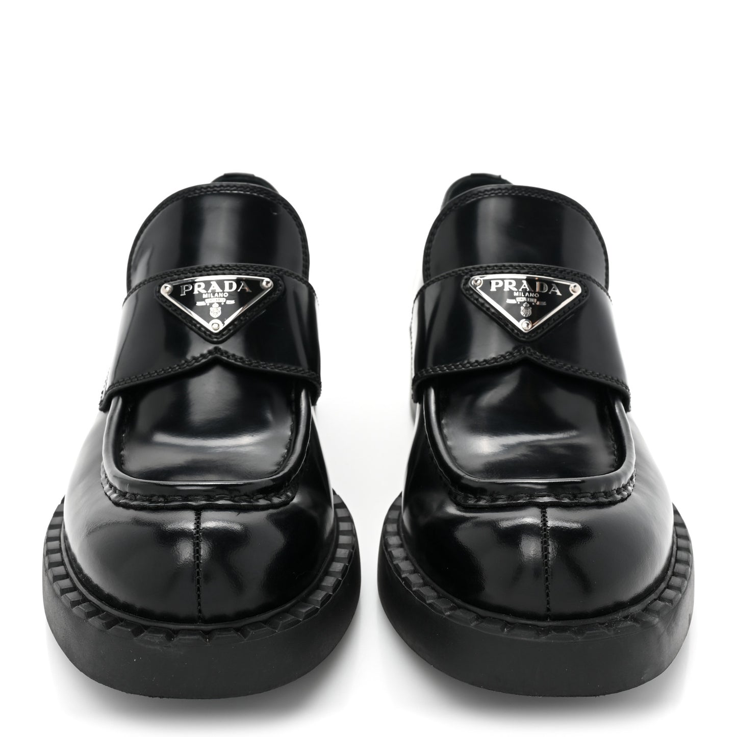 Spazzolato Metal Triangle Logo 50mm Loafers 38 Black