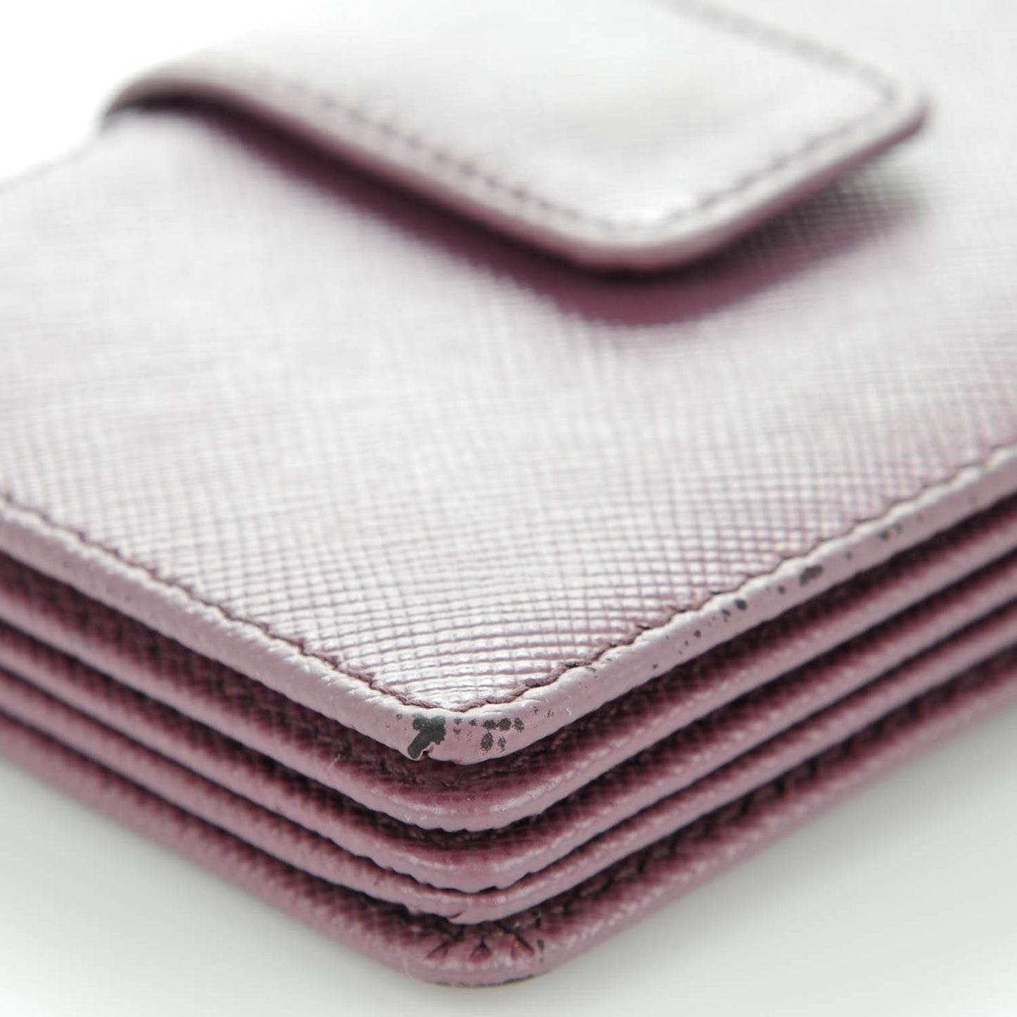 Saffiano Oro Gusseted Card Holder Lampone