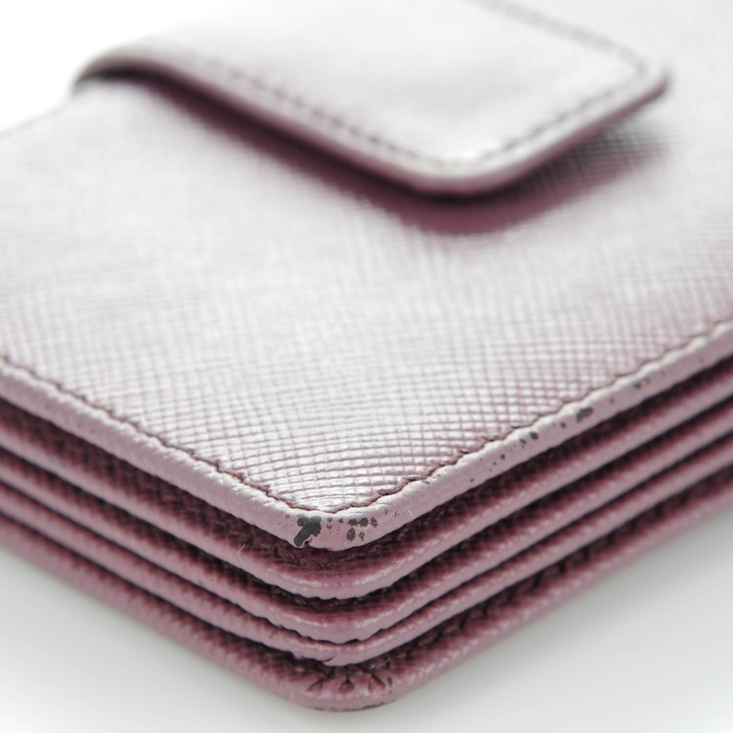 Prada Saffiano Oro Gusseted Card Holder Lampone 5 of 7