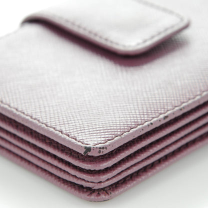 Prada Saffiano Oro Gusseted Card Holder Lampone 5 of 7