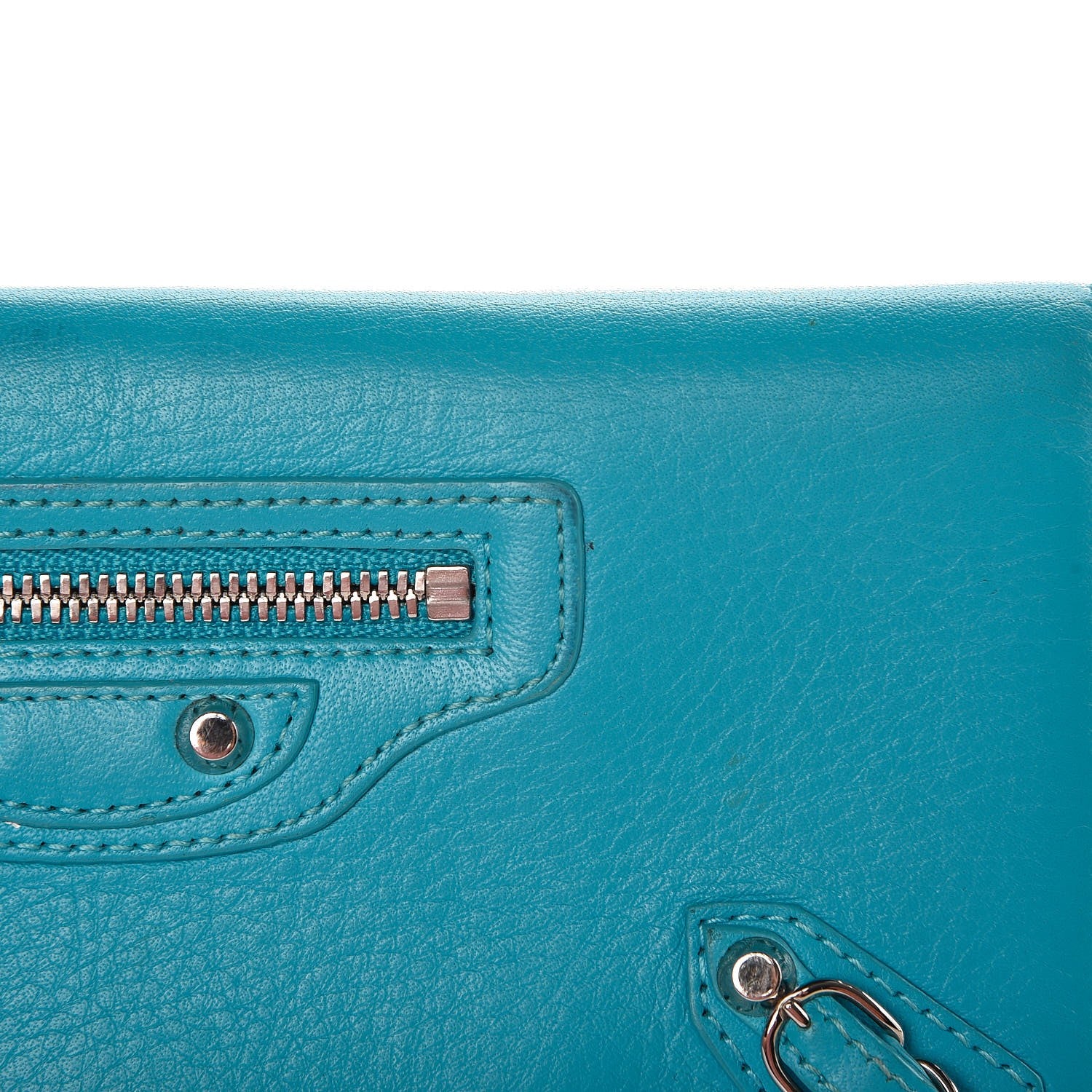 Balenciaga Supple Calfskin Papier Platre Money Wallet Bleu Caraibes 10 of 17