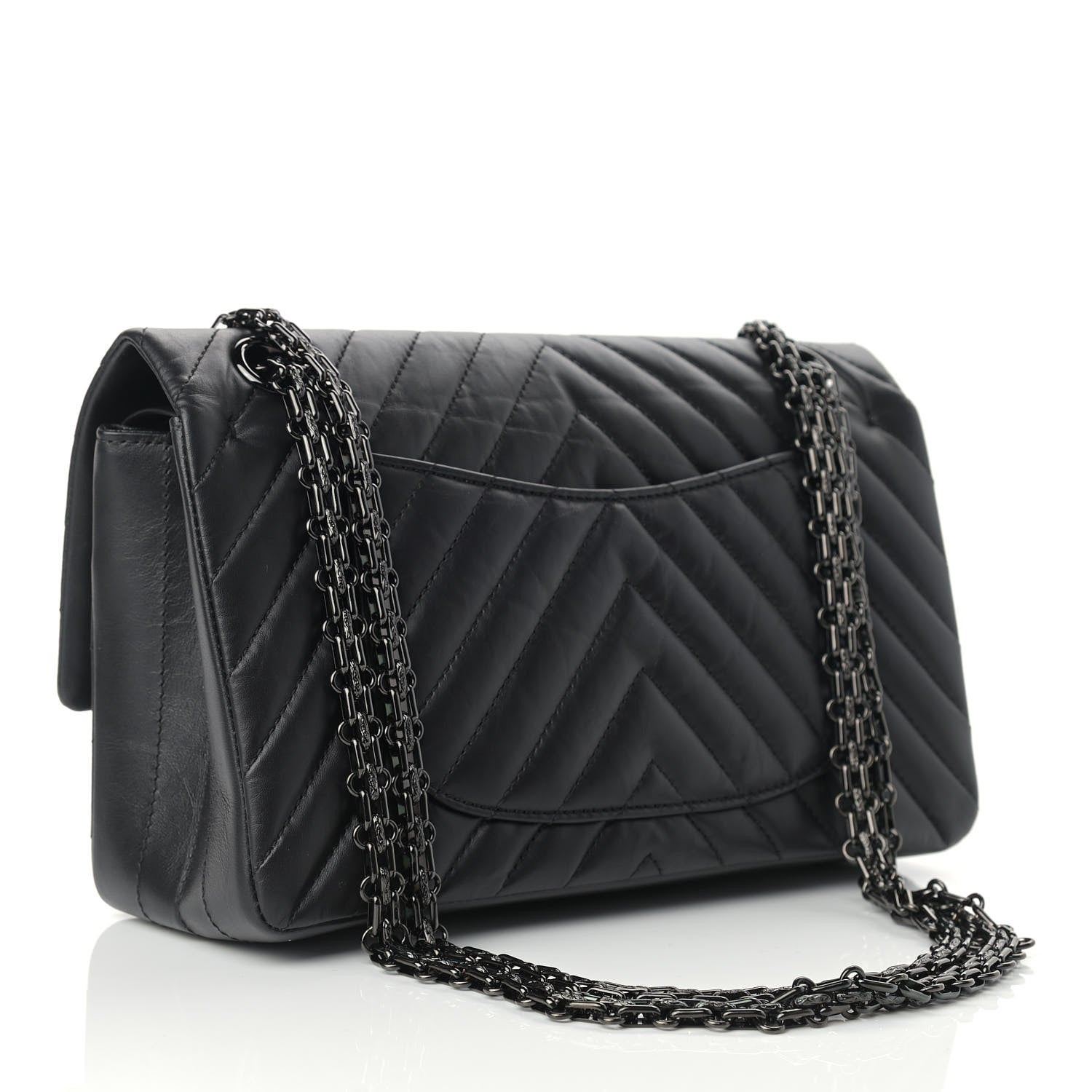 Chanel Aged Calfskin Chevron Quilted 2.55 Reissue 225 Flap So Black 3 of 13