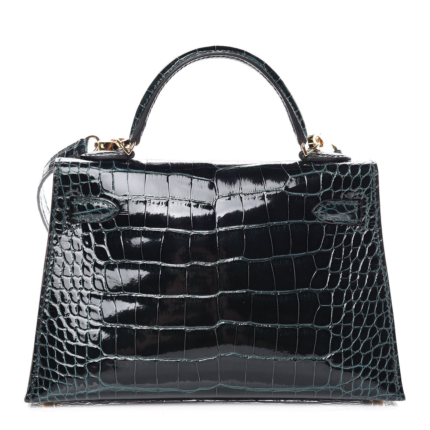 Hermes Shiny Alligator Mini Kelly Sellier 20 Vert Cypress 4 of 30