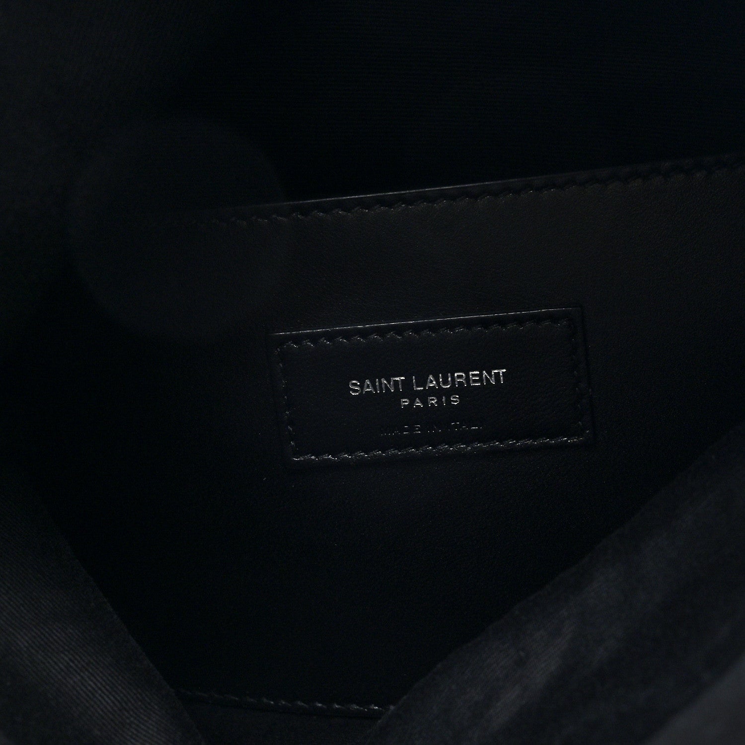 Saint Laurent Calfskin Crocodile Embossed West Hollywood Monogram Fold Over Clutch Black 6 of 6