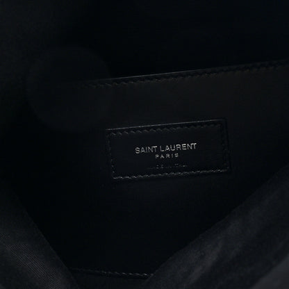 Saint Laurent Calfskin Crocodile Embossed West Hollywood Monogram Fold Over Clutch Black 6 of 6