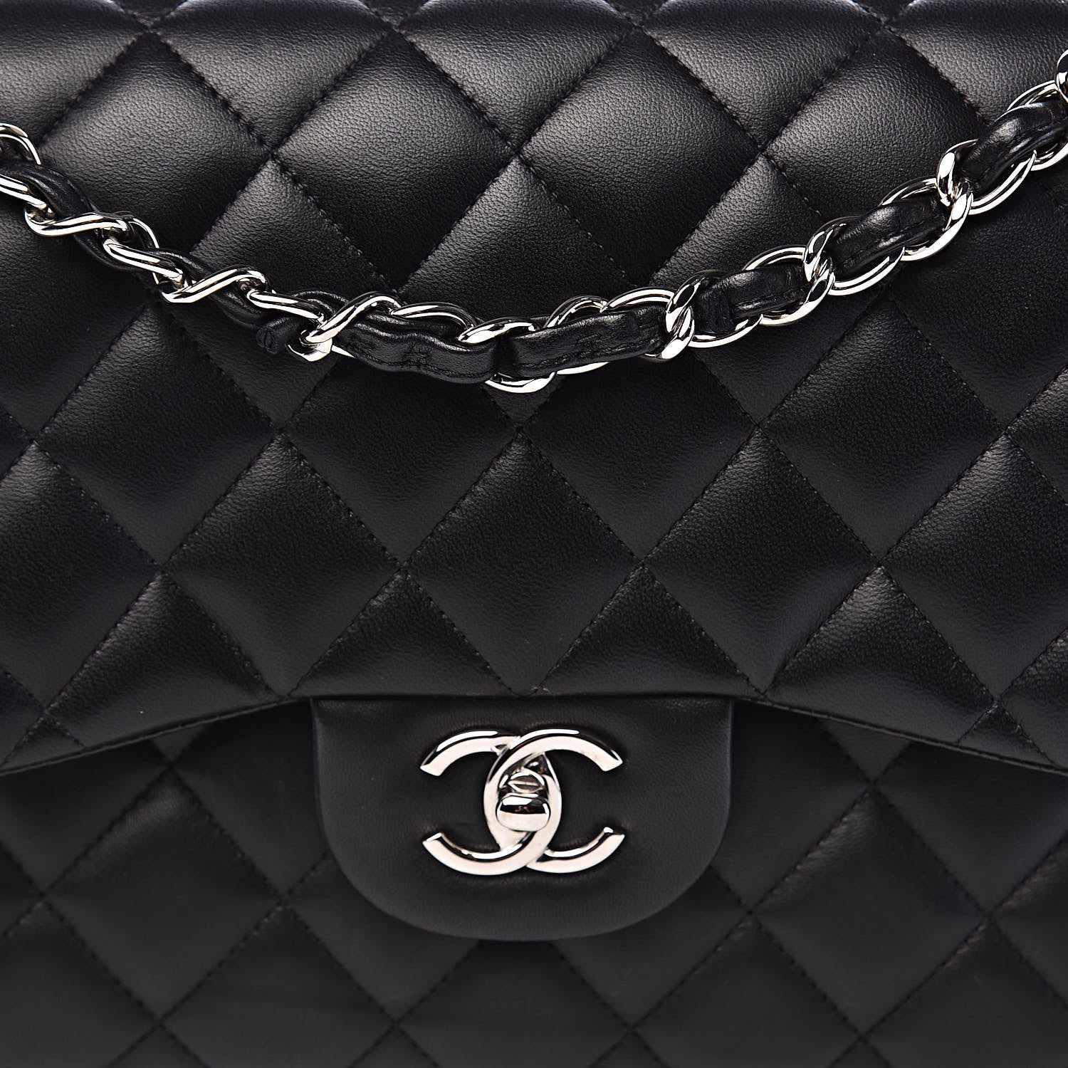 Chanel Lambskin Quilted Jumbo Double Flap Black 17 of 17