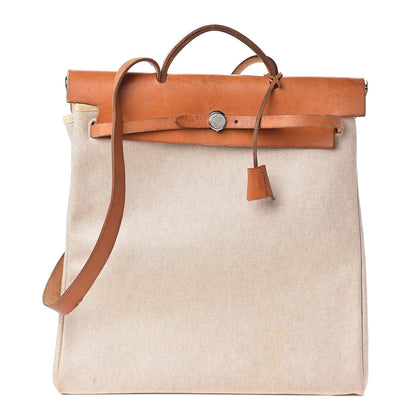 Hermes Toile Vache Calfskin Herbag 39 MM Natural 1 of 22