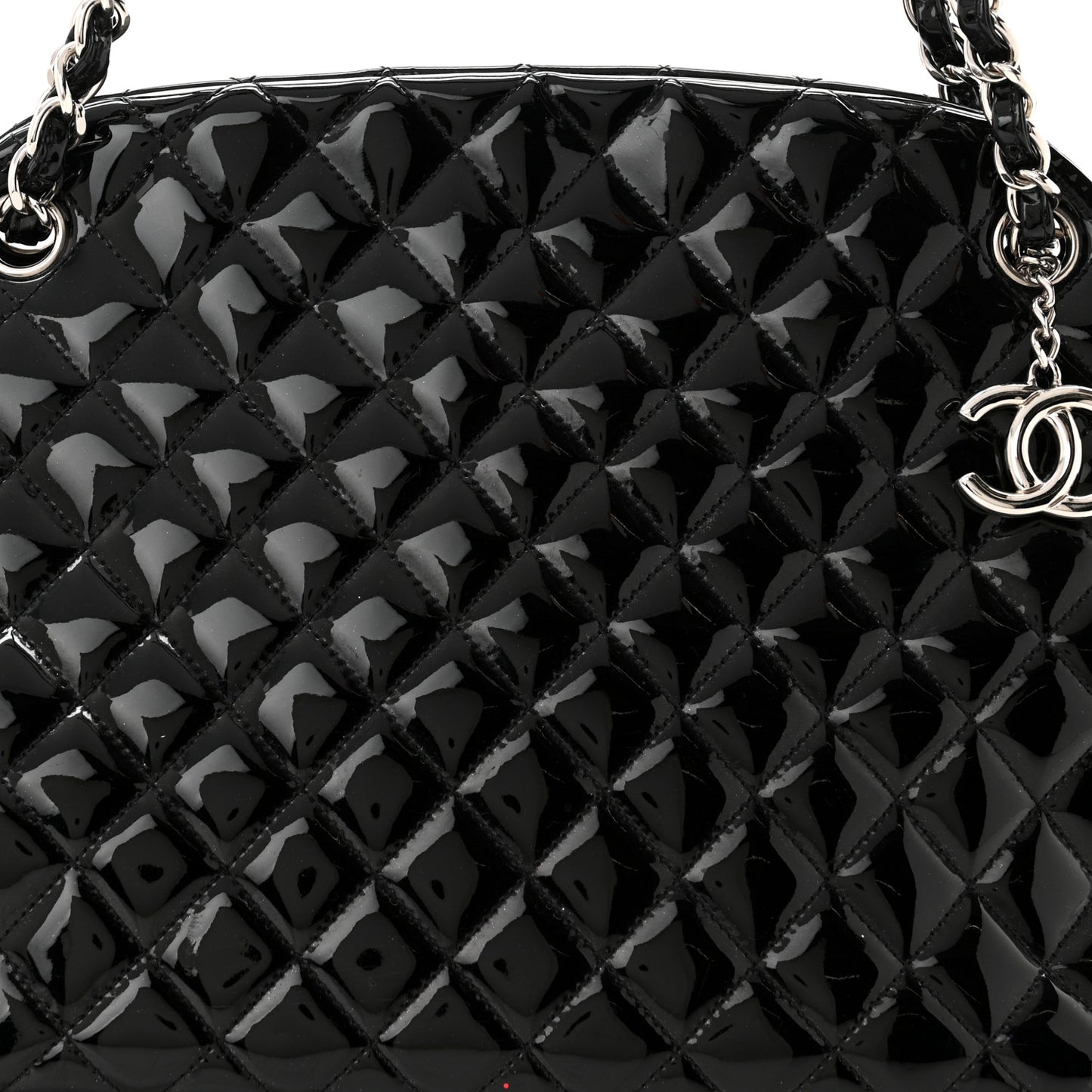 Patent Quilted Large Just Mademoiselle Bowling Bag Black