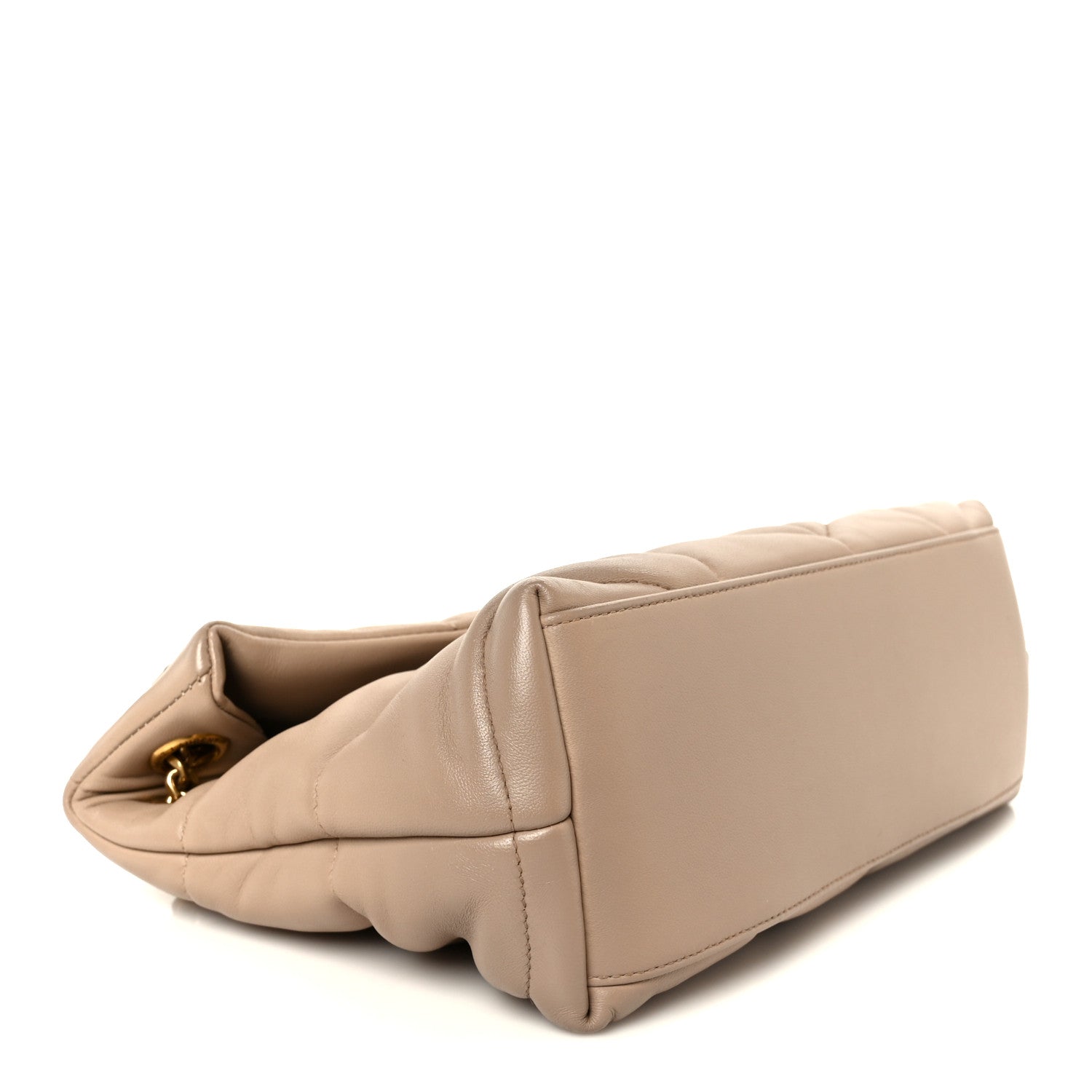 Saint Laurent Lambskin Quilted Small Loulou Puffer Monogram Chain Satchel Dark Beige 4 of 11