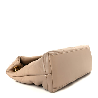 Saint Laurent Lambskin Quilted Small Loulou Puffer Monogram Chain Satchel Dark Beige 4 of 11