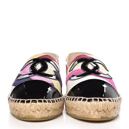 Chanel Patent Fabric Striped CC Espadrilles 38 Multicolor Black 2 of 10