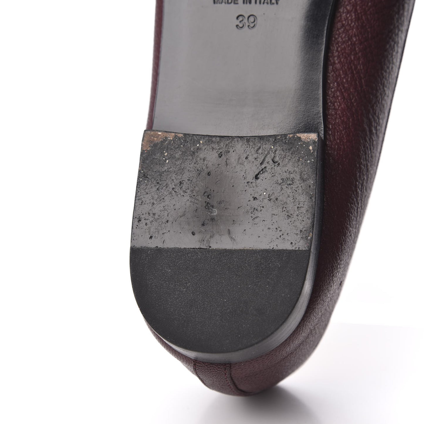 Goatskin Patent Cap Toe CC Ballerina Flats 39 Burgundy