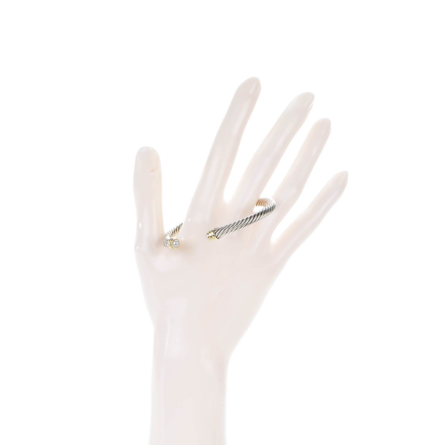 David Yurman Sterling Silver 14K Yellow Gold Pearl 5mm Cable Classics Petite Color Bracelet 2 of 6