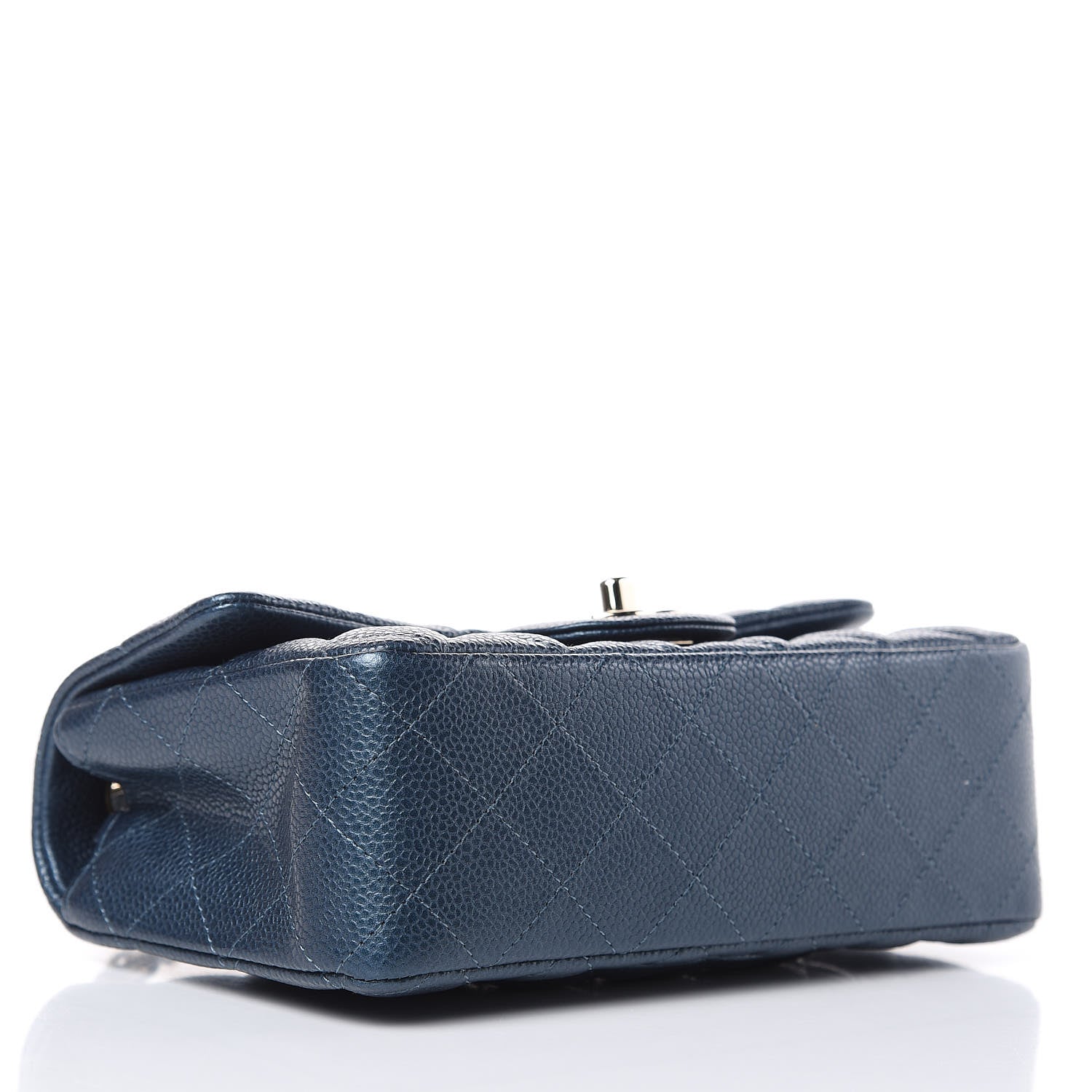 Chanel Metallic Caviar Quilted Mini Rectangular Flap Dark Blue 4 of 10