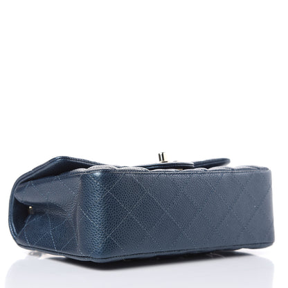 Chanel Metallic Caviar Quilted Mini Rectangular Flap Dark Blue 4 of 10