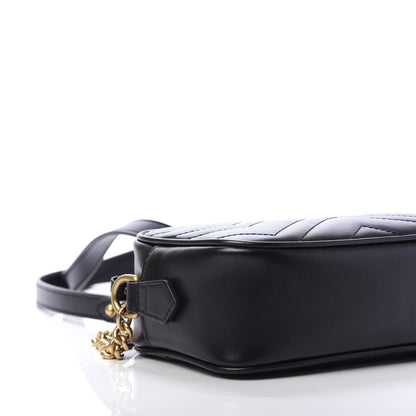 Gucci Calfskin Matelasse Mini GG Marmont Chain Shoulder Bag Black 6 of 12