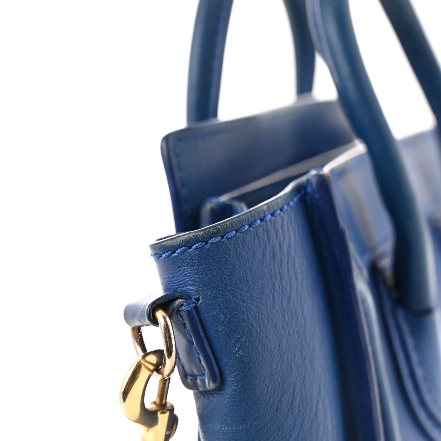 Celine Drummed Calfskin Nano Luggage Indigo 12 of 14