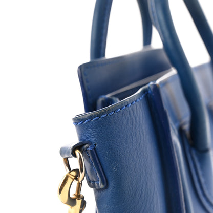 Celine Drummed Calfskin Nano Luggage Indigo 12 of 14