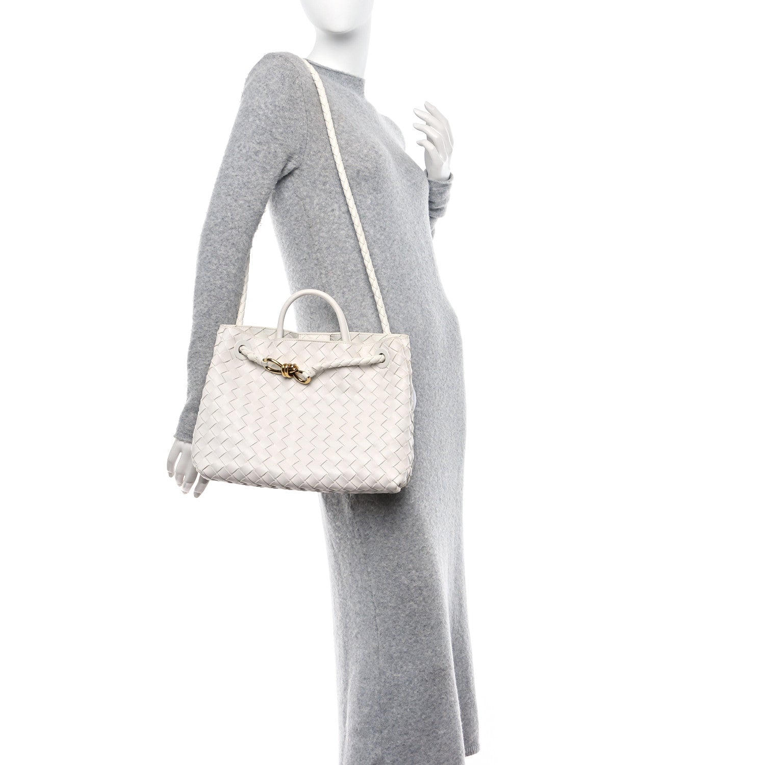 Bottega Veneta Nappa Intrecciato Medium Andiamo Shoulder Bag Agate Grey 2 of 9