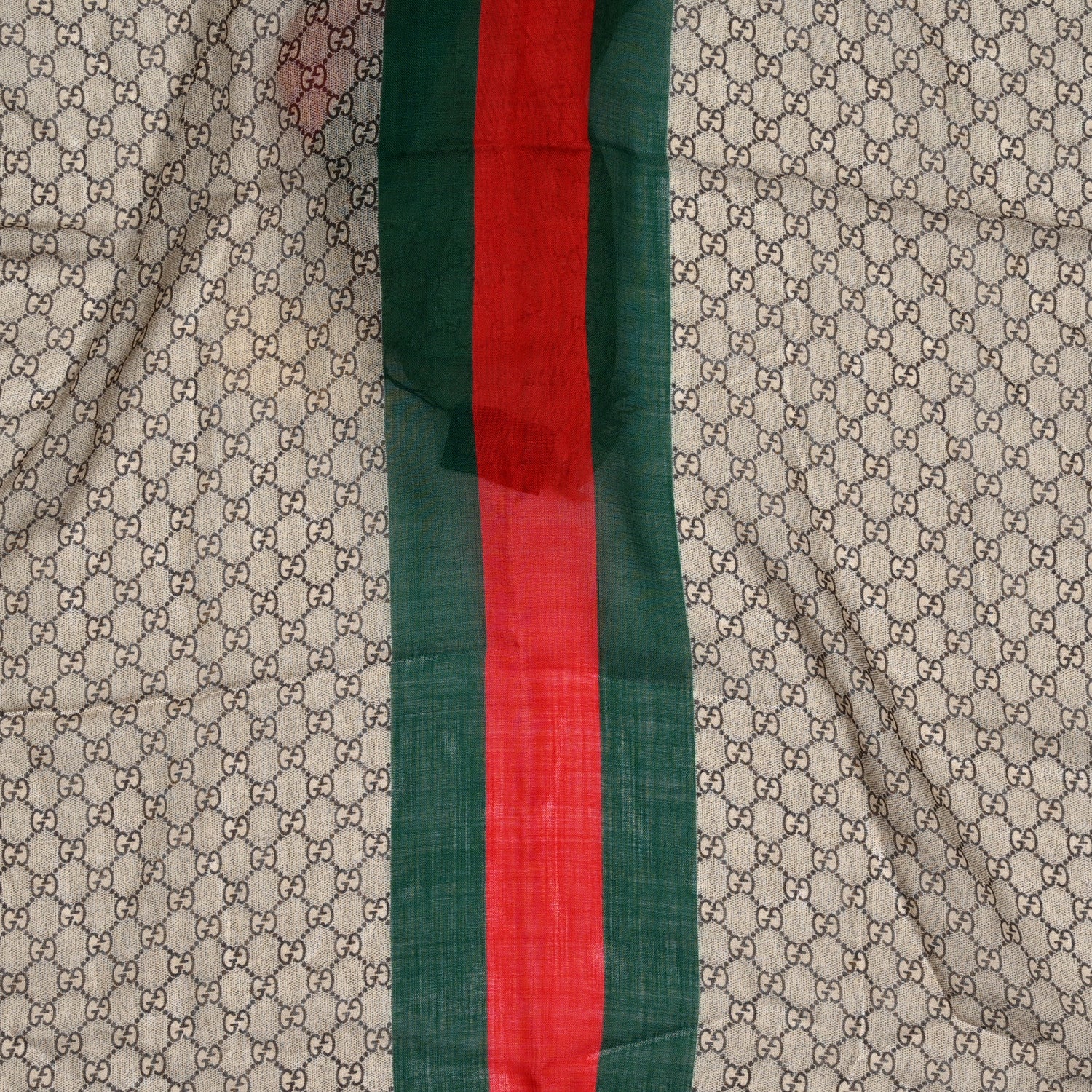 Gucci Wool GG Monogram Web Webole Scarf Beige Dark Green 5 of 5